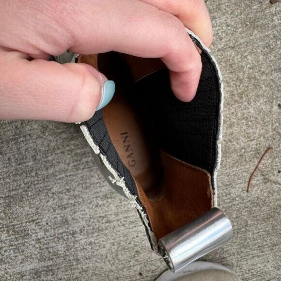 Ganni Callie Boot Women's Size 37 Metallic Silver Heeled Western Leather Shiny - Picture 5 of 8